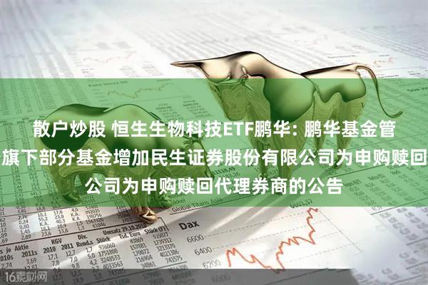 散户炒股 恒生生物科技ETF鹏华: 鹏华基金管理有限公司关于旗下部分基金增加民生证券股份有限公司为申购赎回代理券商的公告